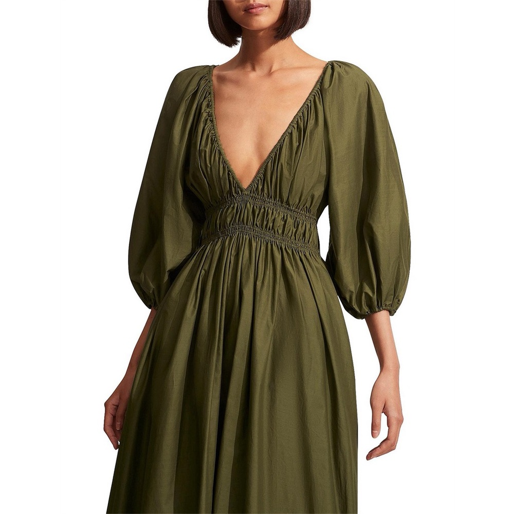 Matteau Shirred Plunge Dress cypress green - Picture 11 of 11